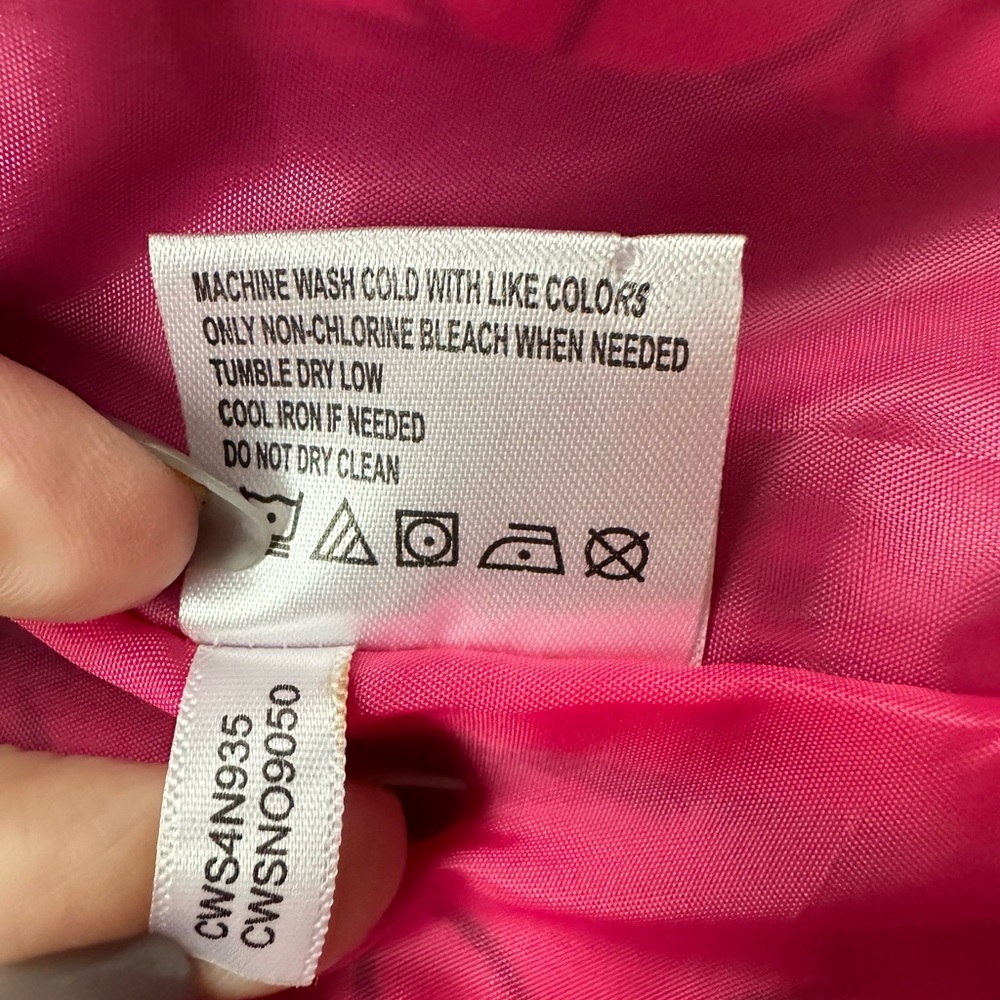Calvin Klein Geometric Circles Button Front Coat Lined in Pink Size Medium - Picture 13 of 14